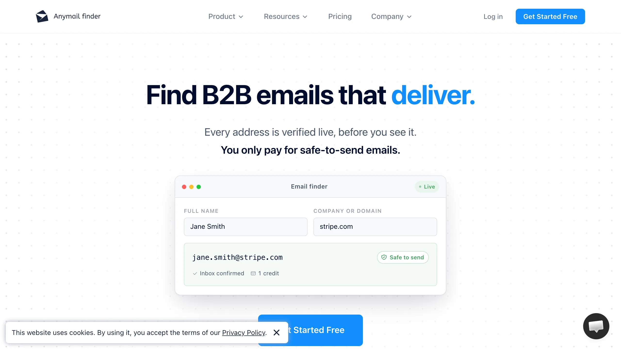 Anymailfinder homepage