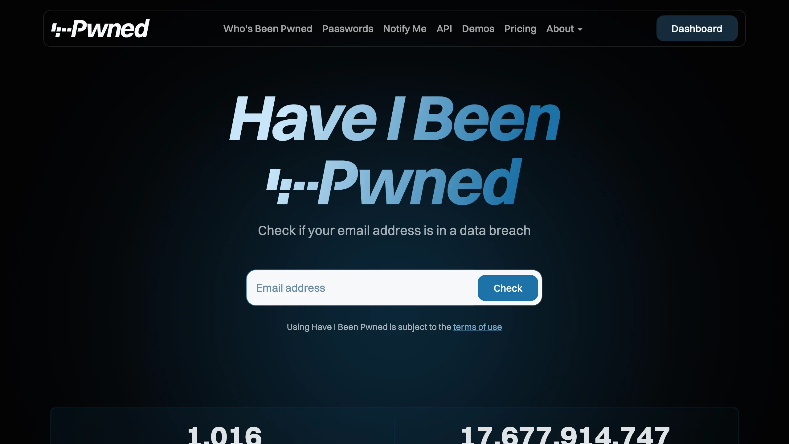 Have I Been Pwned homepage