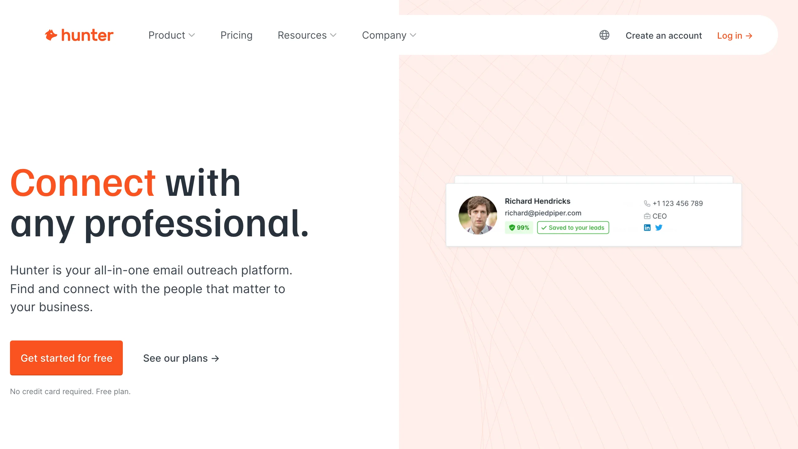 Hunter.io homepage