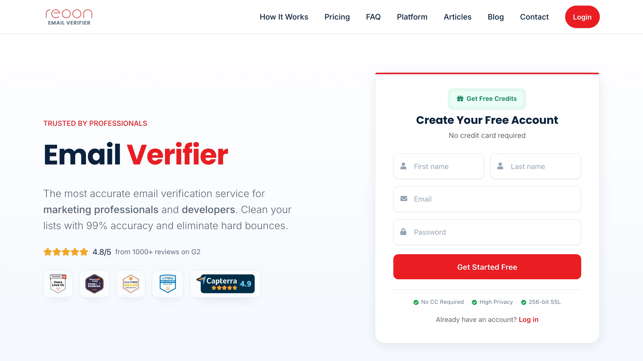 Reoon Email Verifier homepage