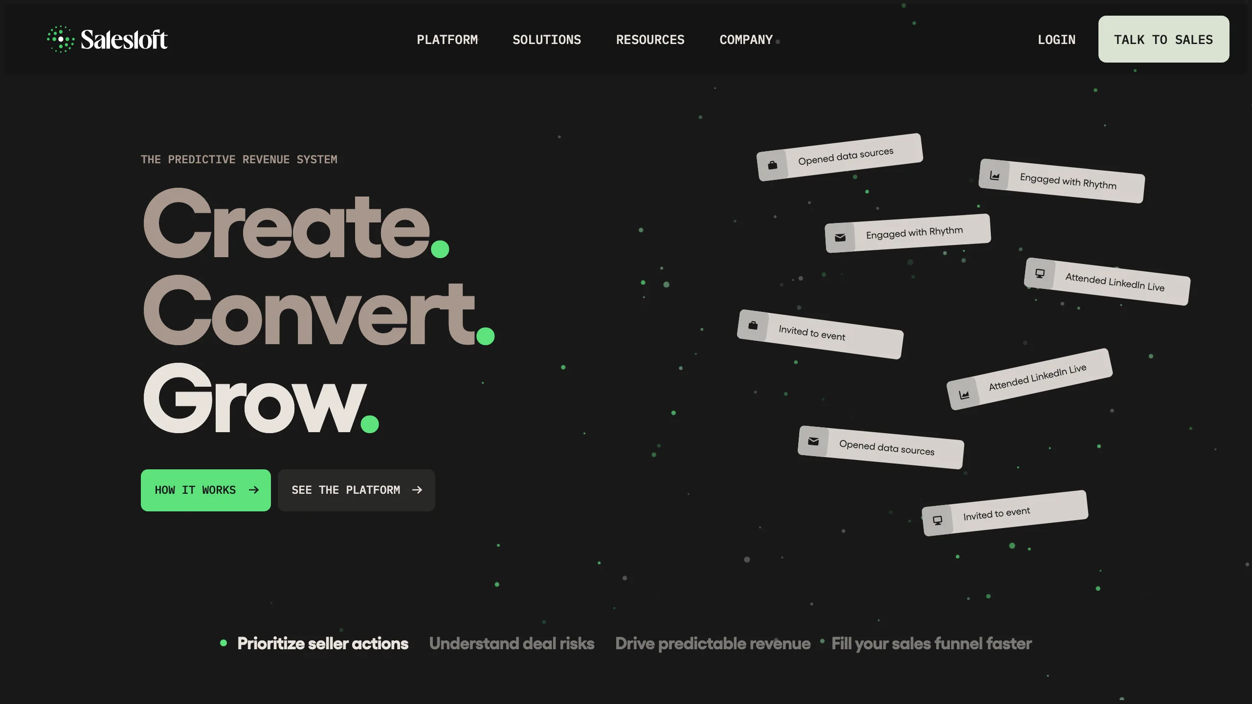 Salesloft homepage showing the revenue workflow platform