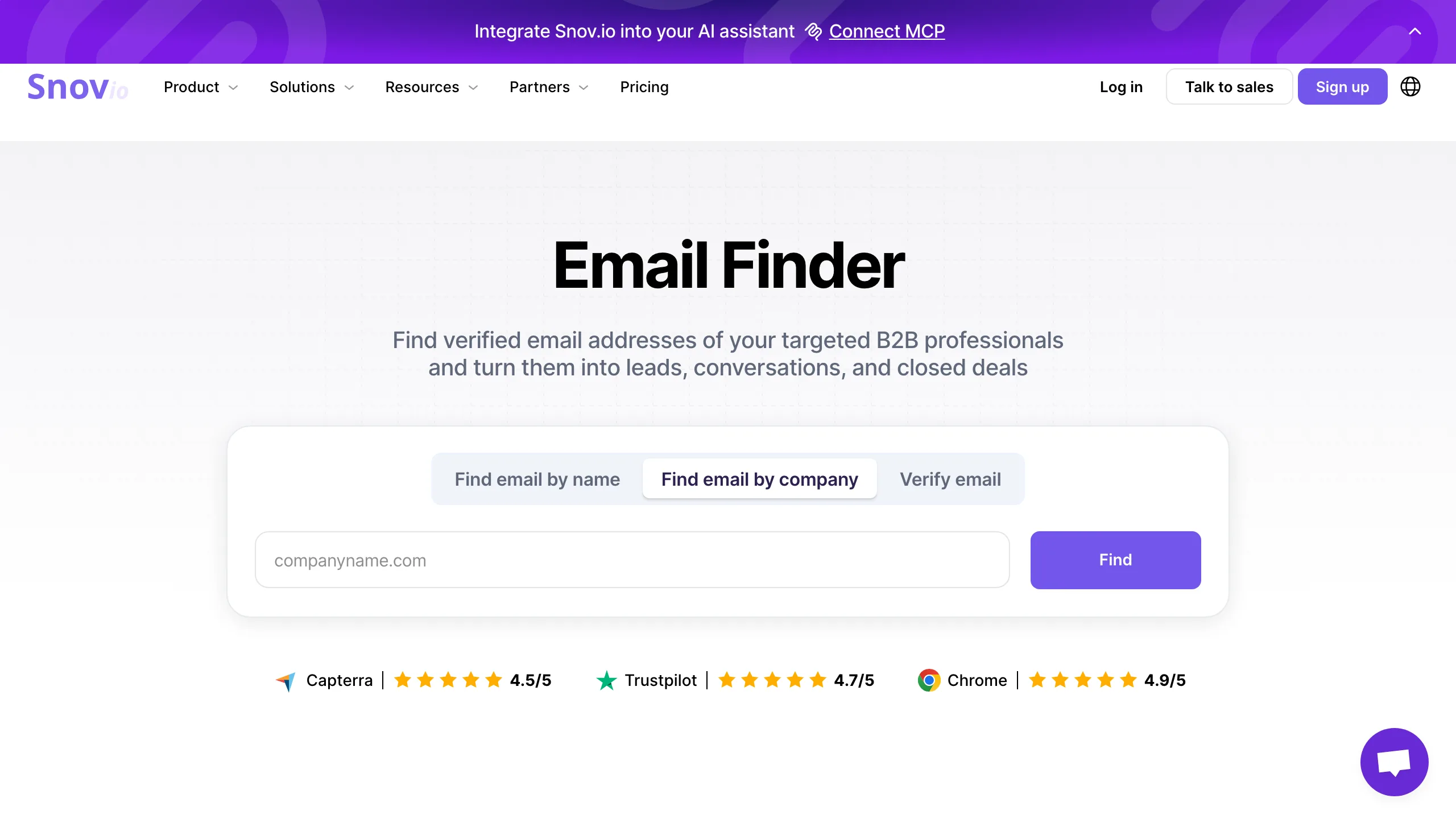 Snov.io Email Finder page